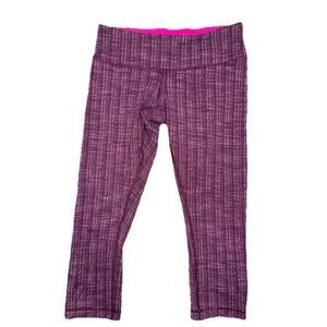 Lululemon Womens Wunder Under Cropped Leggings  Size 8 Ziggy Wee Raspberry Glo